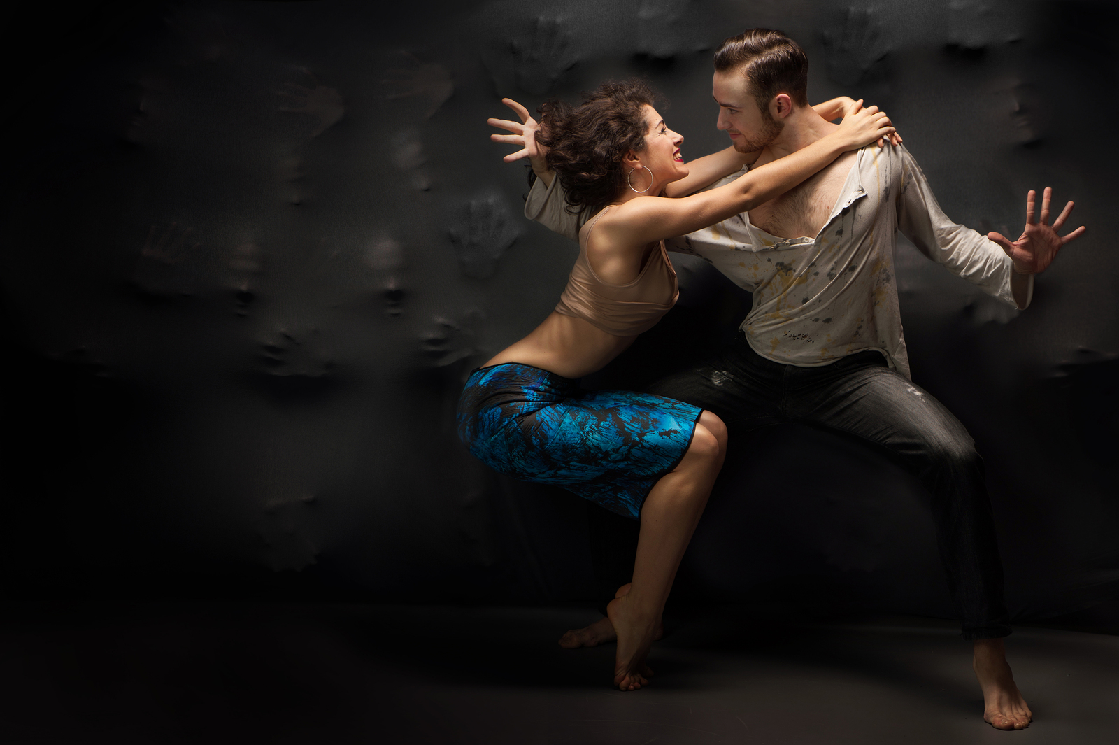 Couple Dancing Contemporary Over Background Of Souls – Dynamic Ballroom